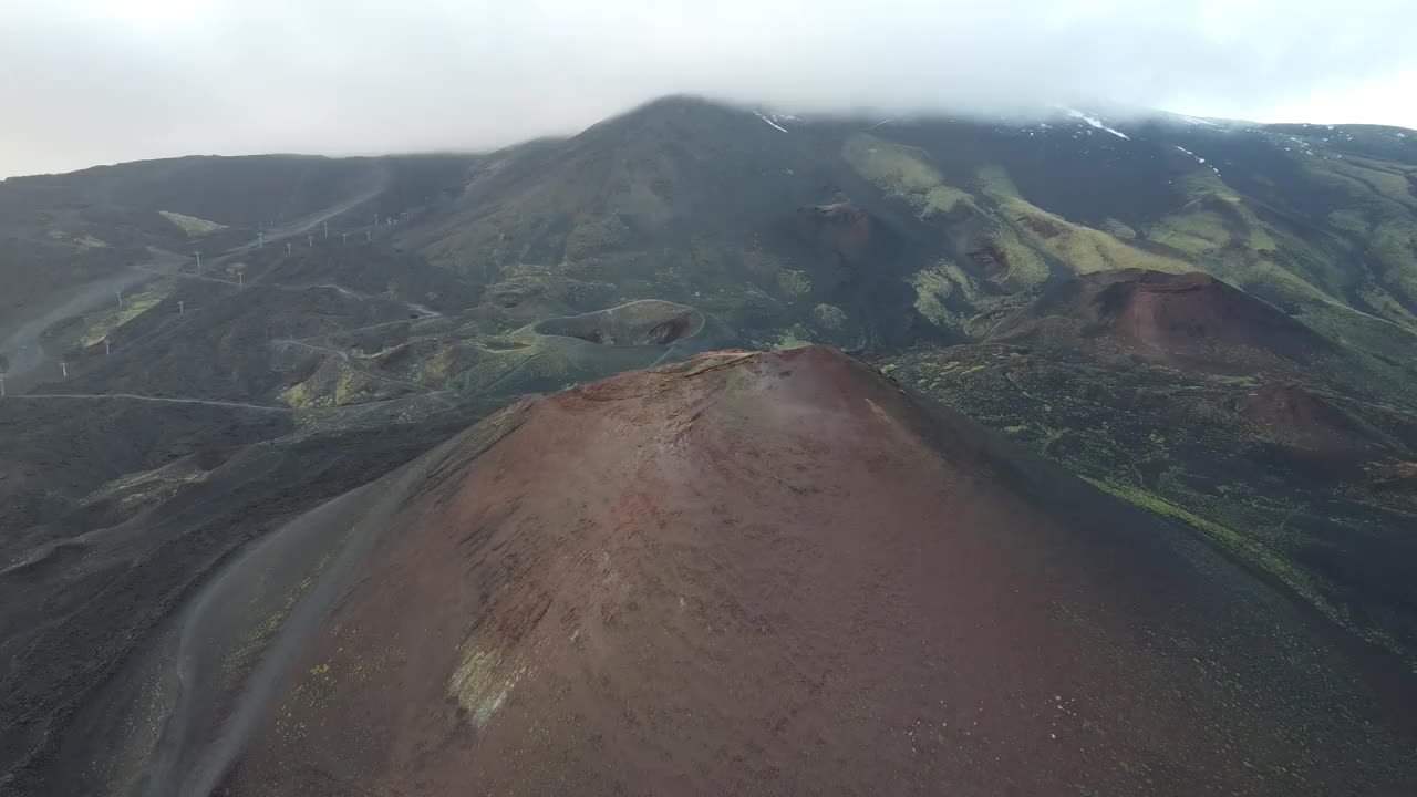 埃特纳火山陨石坑鸟瞰图视频素材