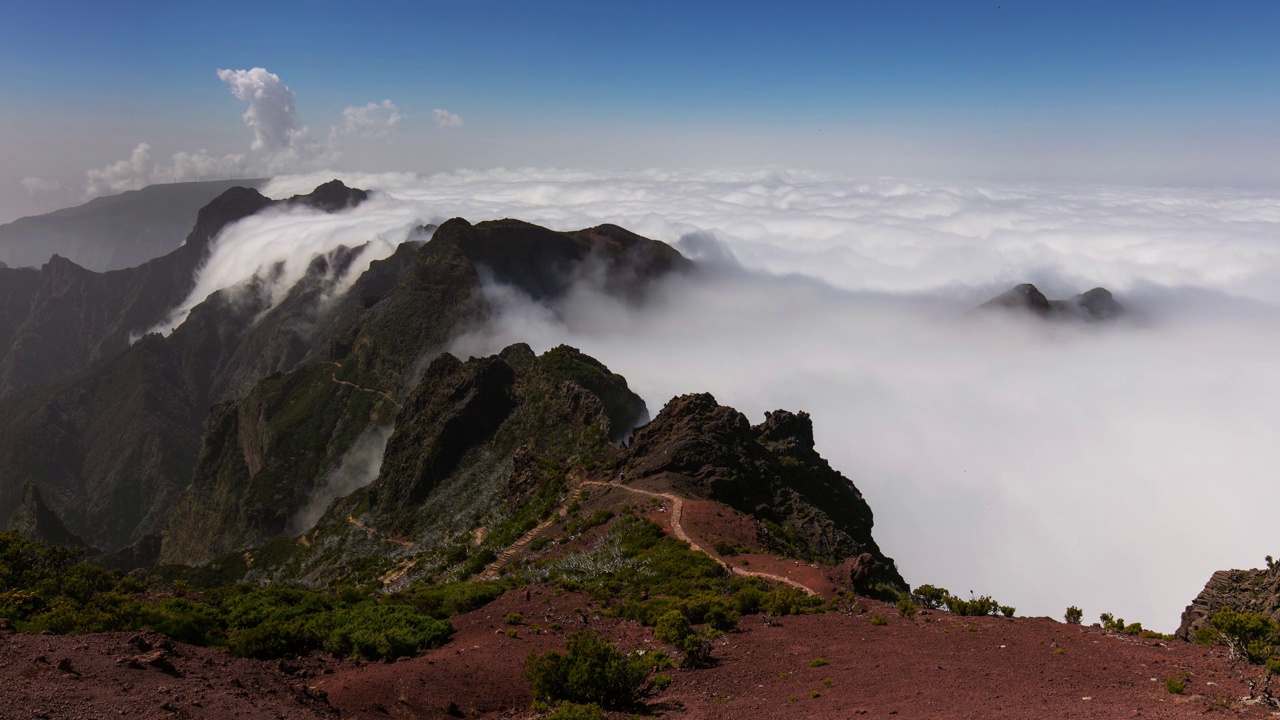 马德拉的火山，美丽的时间流逝与云视频素材