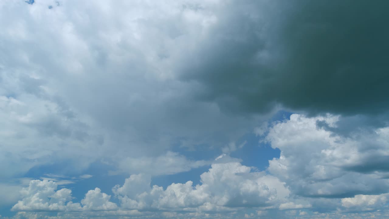 自然风暴云在多云的天空。恶劣天气后移动的雨云。时间流逝。视频素材