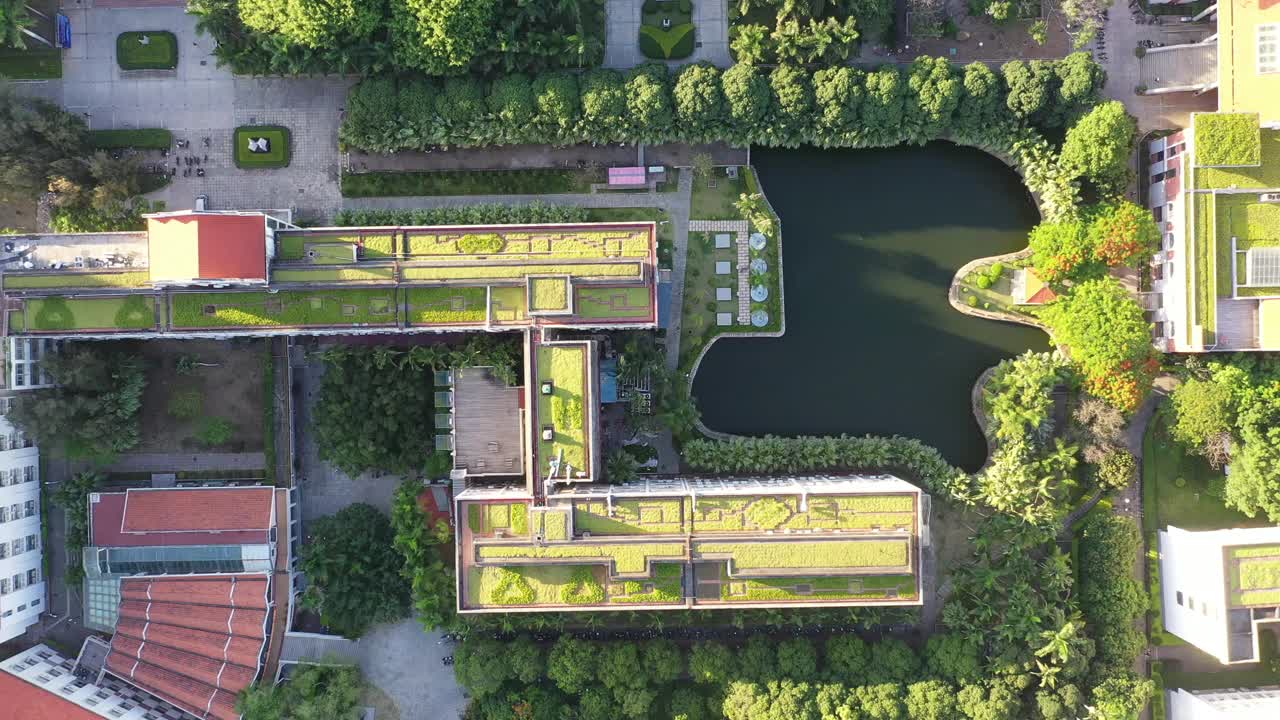 现代花园城市绿色建筑的俯拍图视频素材