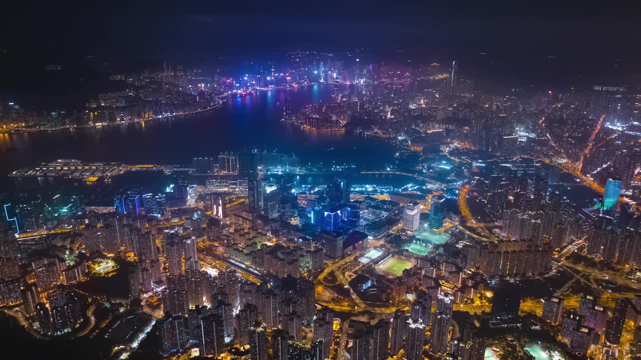 超缩航拍香港夜景视频素材