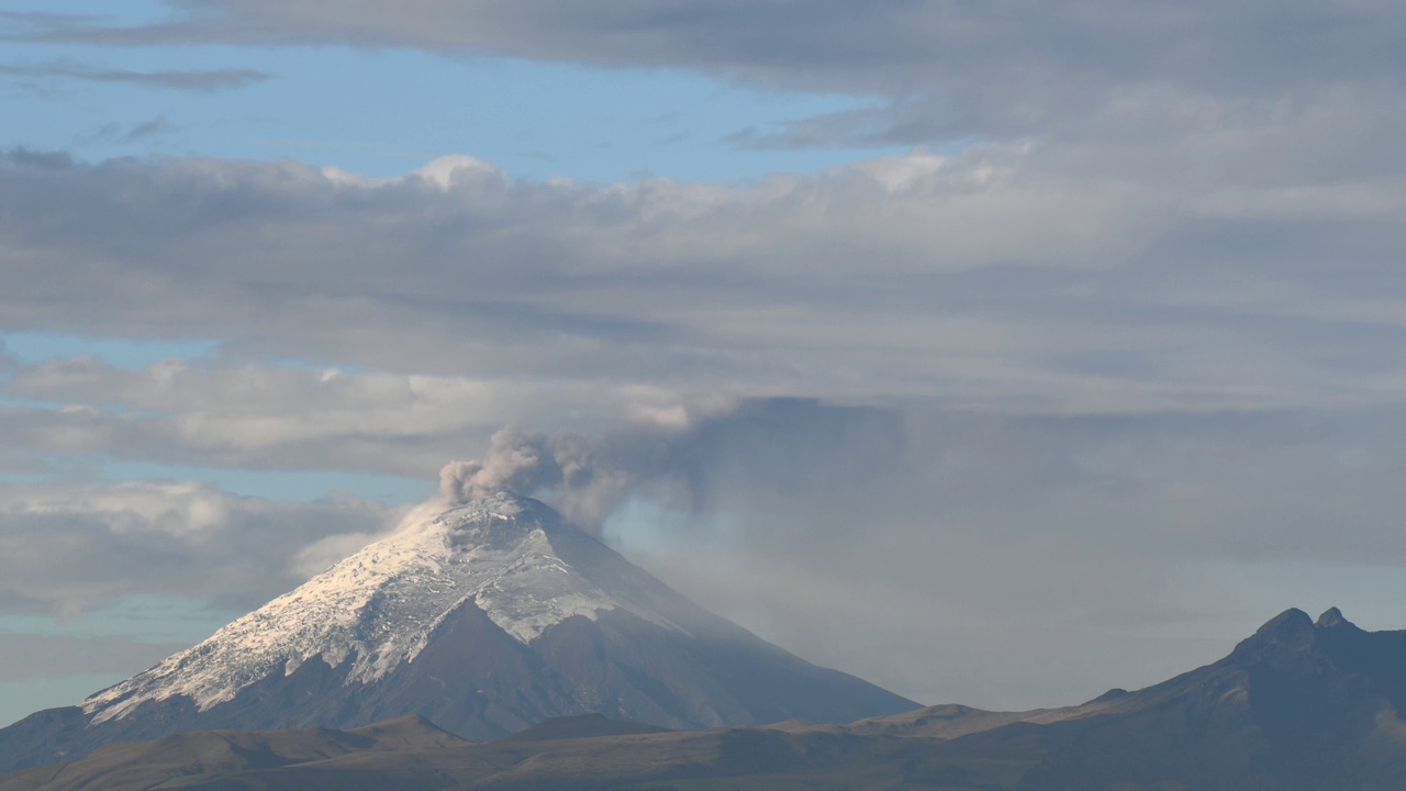 厄瓜多尔尔科托帕希火山喷发的时间流逝视频素材