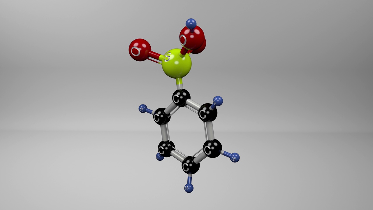 苯磺酸分子。视频素材