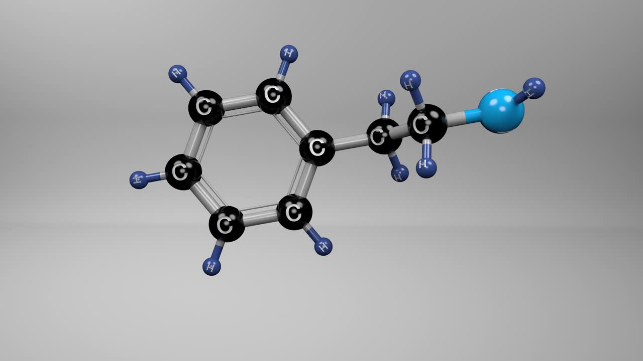 苯乙胺的分子。视频素材