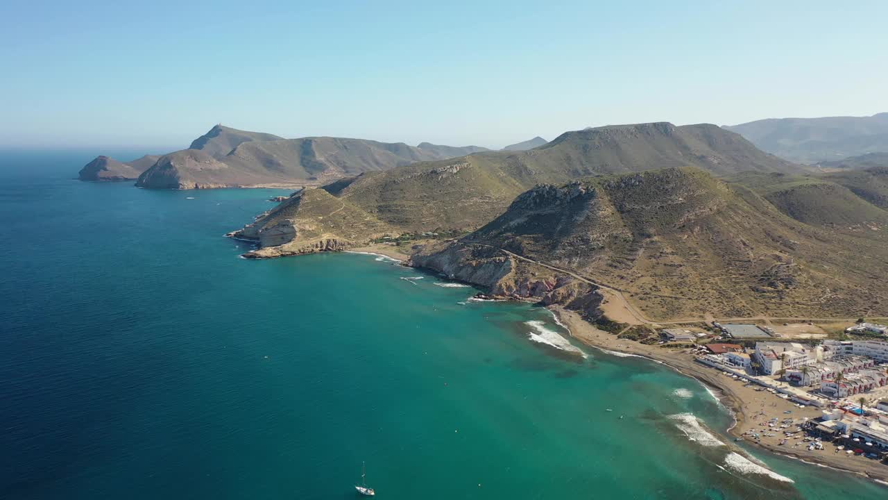 Playa de las Negras鸟瞰图，Almería，西班牙视频素材