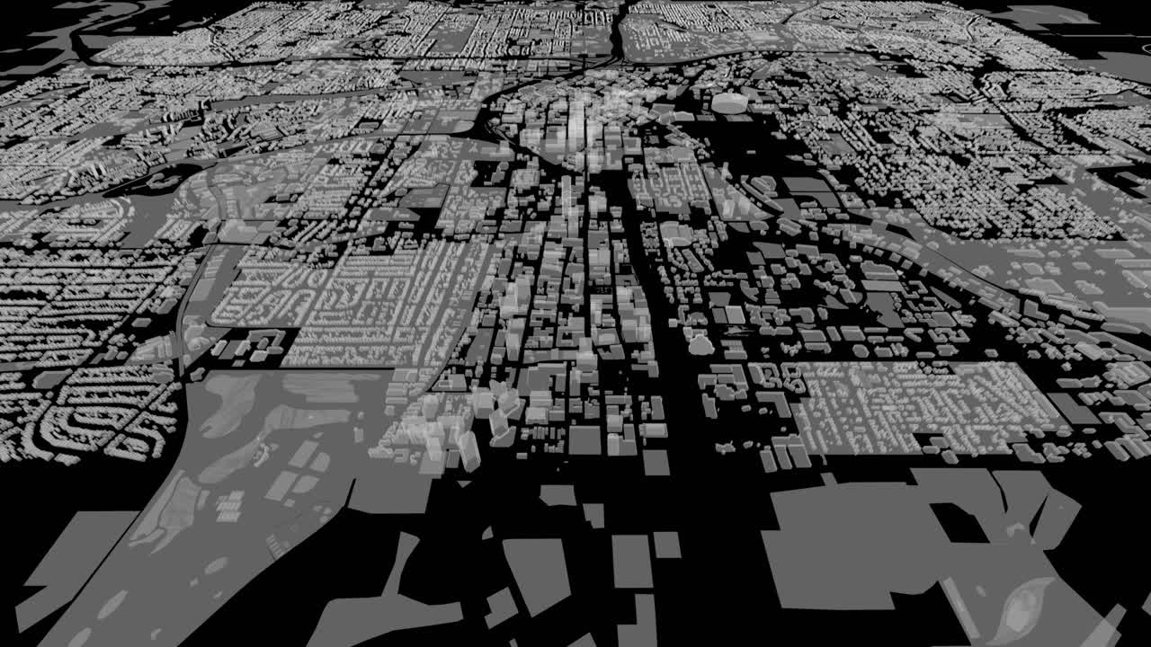 亚特兰大大型建筑的3D循环动画视频素材