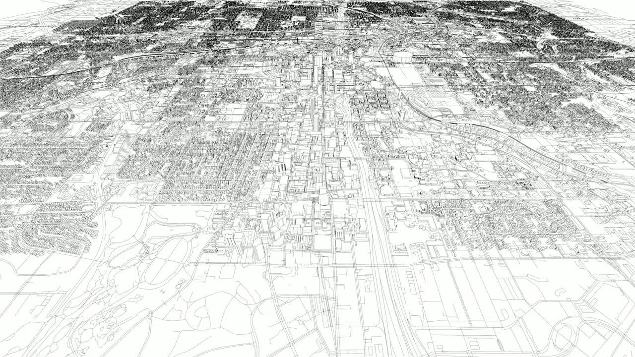 亚特兰大大型建筑的3D循环动画视频素材