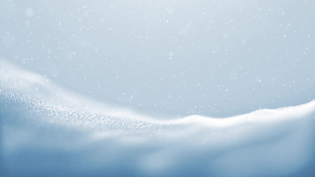 梦幻般的雪花飘落，波浪形的雪景。视频素材