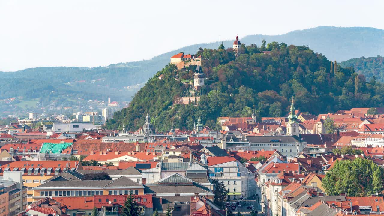 Schlossberg Graz的城市景观视频素材