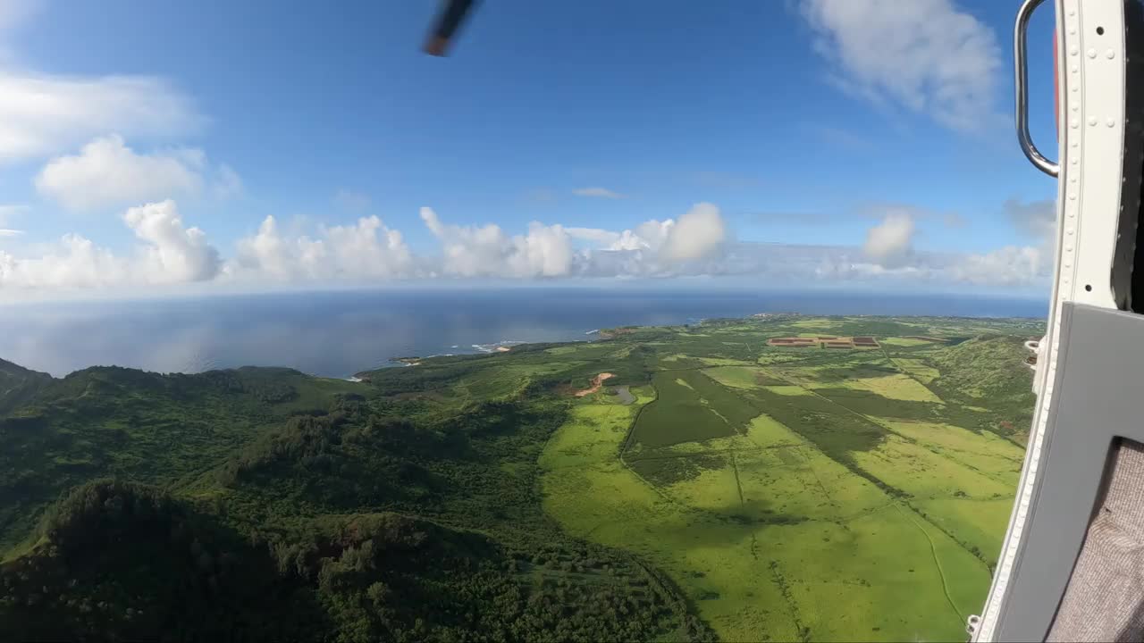 夏威夷考艾岛一架无门直升机上的风景视频素材