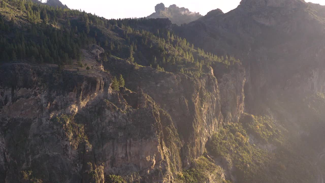 加那利群岛的风景，日落时的鸟瞰图视频素材