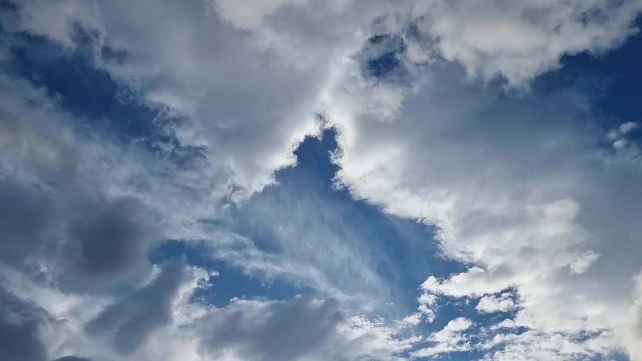 云层在层层旅行，蓝色的夏日天空天气延时视频希腊视频下载