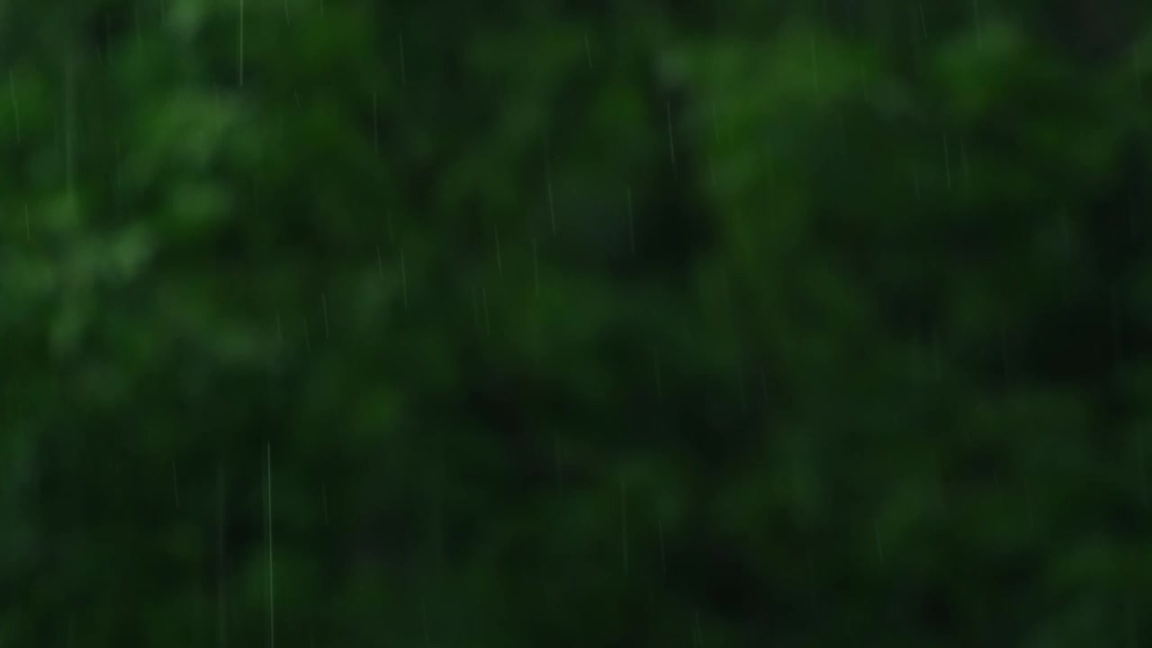 暴雨倾盆，夏季雷暴。绿色的树作为背景。多风多雨的天气，近距离拍摄带有散景的暗夜镜头。季节热带雨林风暴视频素材