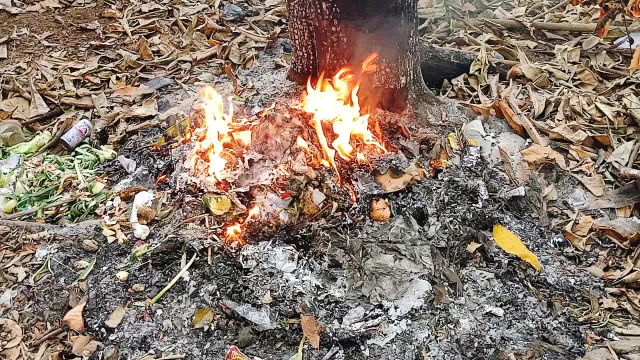 焚烧生活垃圾视频素材