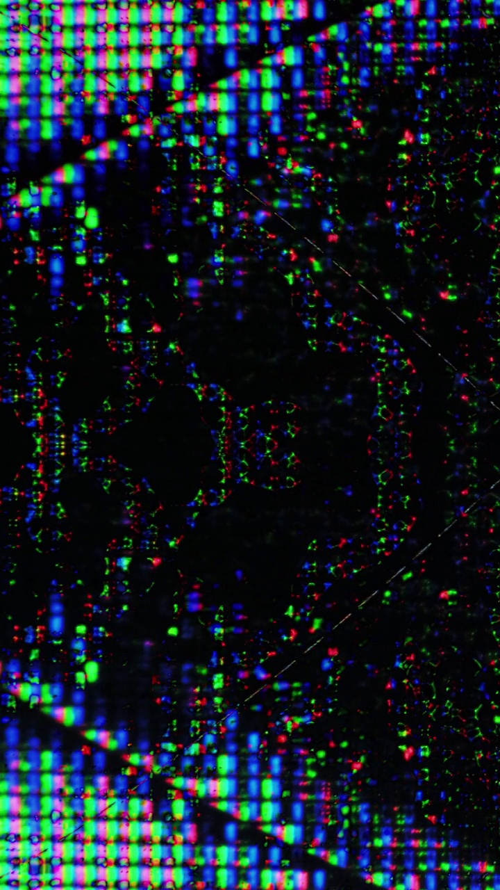 垂直数字伪影彩色毛刺噪声发光视频素材