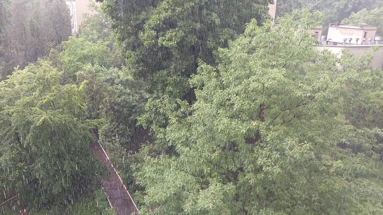 城市顶景下起了雨视频素材