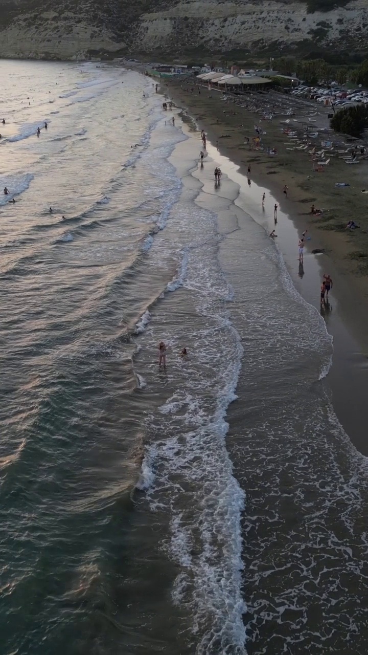 地中海海滨海滩日落航拍照片视频素材