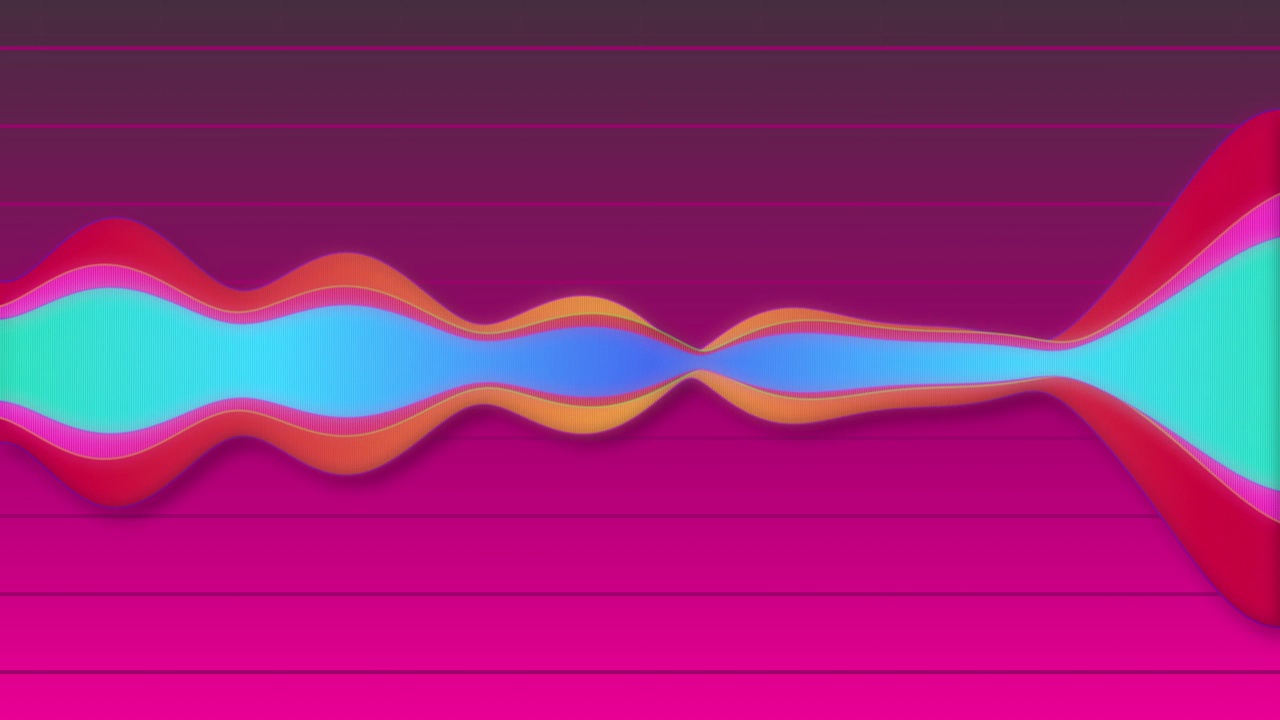 发光的4K音频均衡器动画bg。梦幻般的数字音频模拟波形。声音音乐视觉vj图形在3840x2160。水平激光显示超高清声音振动。BG播客。视频素材