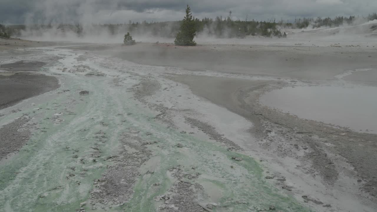 位于怀俄明州超级火山黄石国家公园的诺里斯间歇泉盆地视频素材