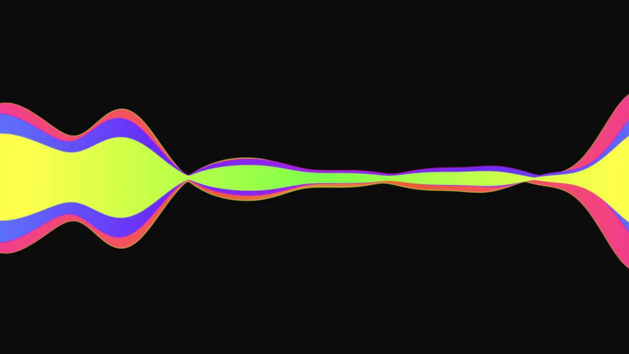 4K音频频谱。极简音频波隔离。声音可视化vj图形元素在UHD。声音均衡器动画仿真。明亮的发光均衡器音乐频谱水平激光显示。视频素材