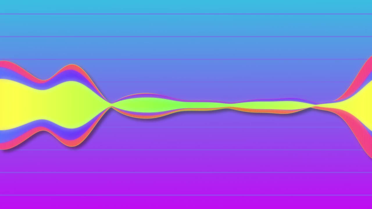 发光的4K音频均衡器动画bg。梦幻般的数字音频模拟波形。声音音乐视觉vj图形在3840x2160。水平激光显示超高清声音振动。BG播客。视频素材