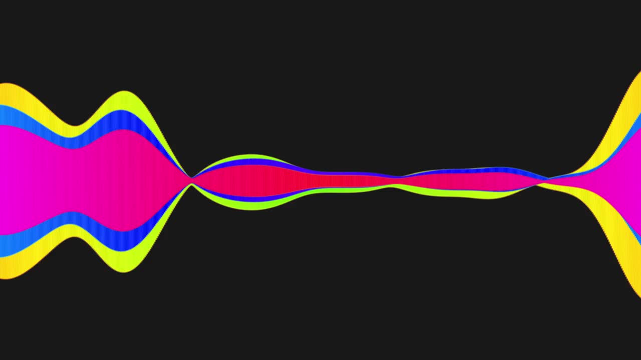 4K音频频谱。极简音频波隔离。声音可视化vj图形元素在UHD。声音均衡器动画仿真。明亮的发光均衡器音乐频谱水平激光显示。视频素材
