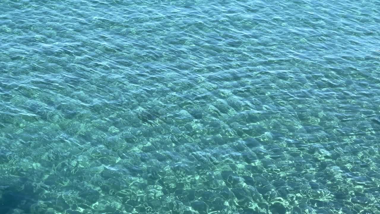 蓝色的海水清澈的背景海水。视频素材