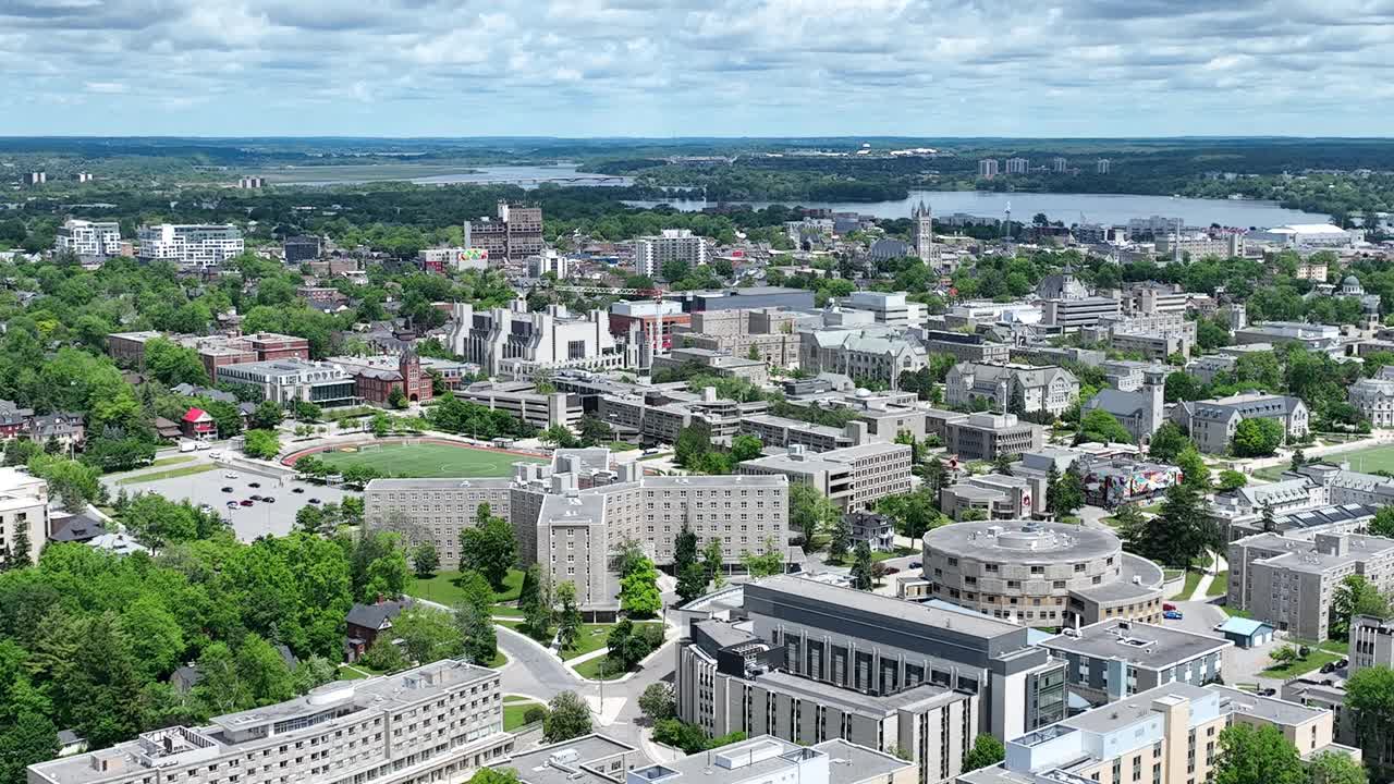 鸟瞰图女王大学-金斯敦，安大略省|加拿大视频素材