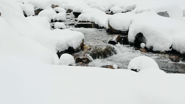 冬天的河和雪，可循环视频素材