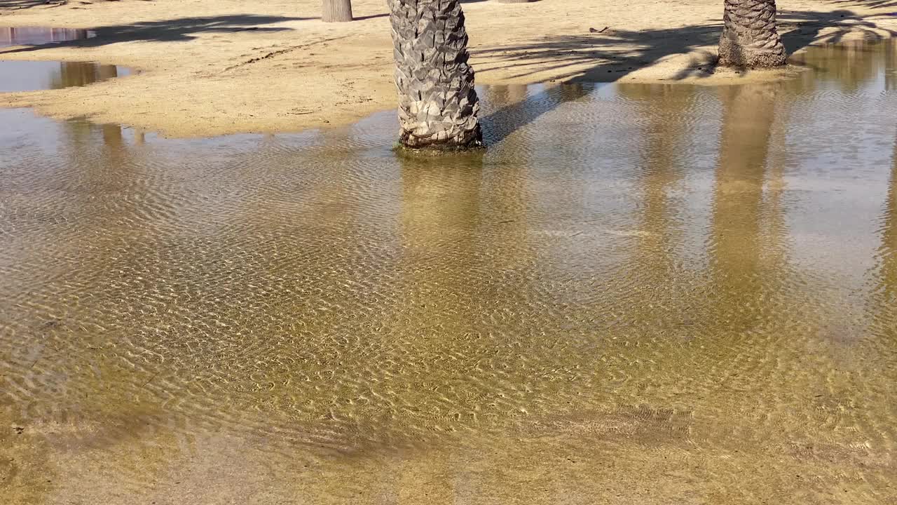 大雨后地面上的水流视频素材