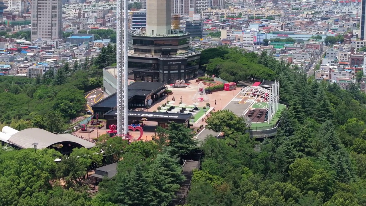 韩国大邱达西区Duryu Park、Duryu Mountain、大邱Eworld、83Tower等市中心视频素材