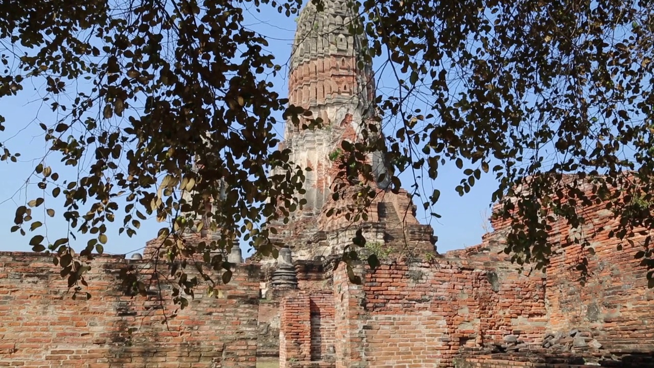 泰国，大城府历史古城-佛门寺景观视频素材