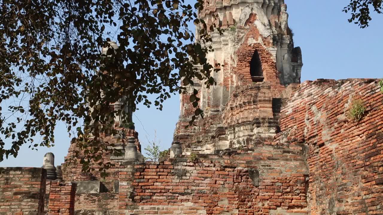 泰国，大城府历史古城-佛门寺景观视频素材