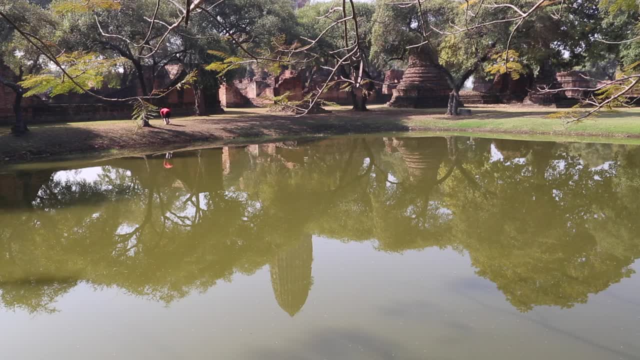 泰国，大城府历史古城-佛门寺景观视频素材