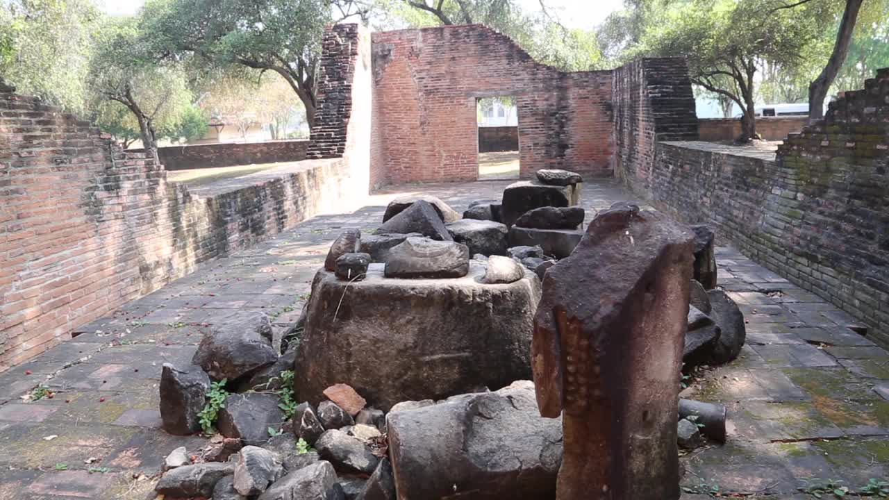 泰国，大城府历史古城-佛门寺景观视频素材