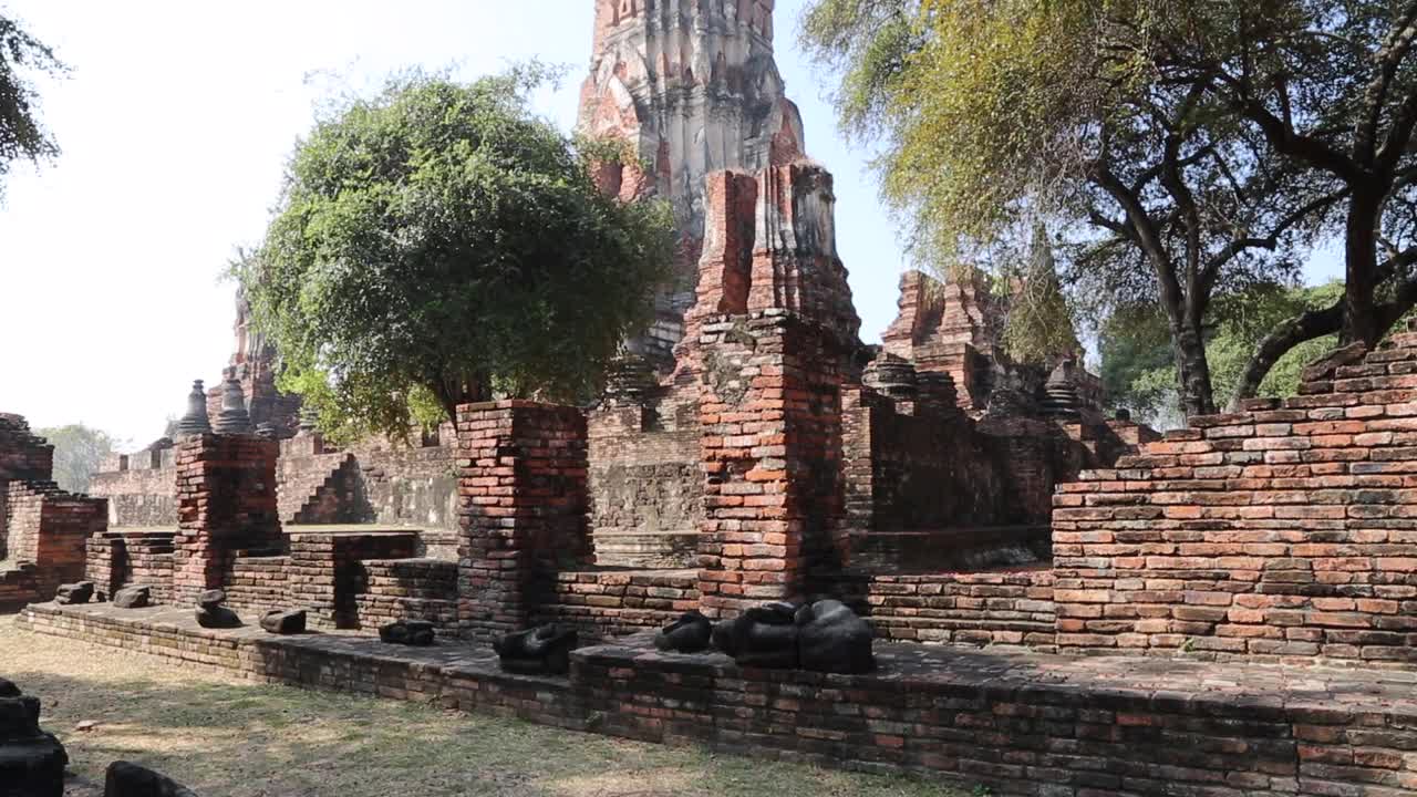 泰国，大城府历史古城-佛门寺景观视频素材