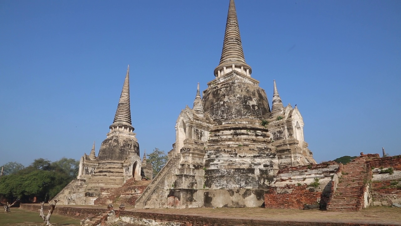 泰国，大城府历史名城- Phra Si Sanphet寺景观视频素材