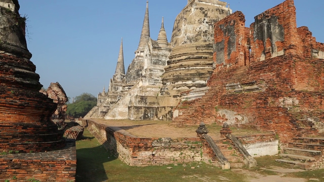 泰国，大城府历史名城- Phra Si Sanphet寺景观视频素材