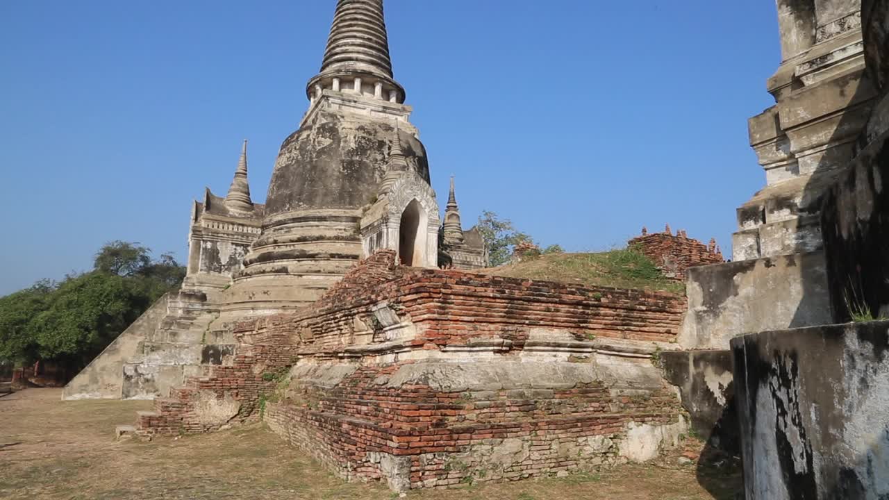 泰国，大城府历史名城- Phra Si Sanphet寺景观视频素材