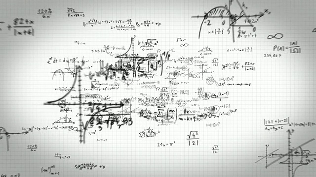 数学符号飞行通过可循环的全高清视频素材