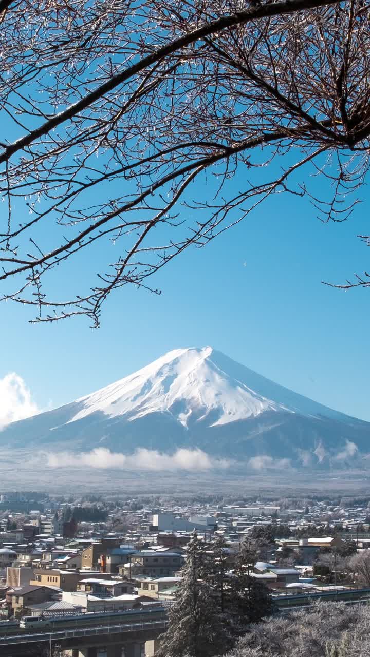 高清延时拍摄的富士山:从荒山公园，富士山-吉田视频素材