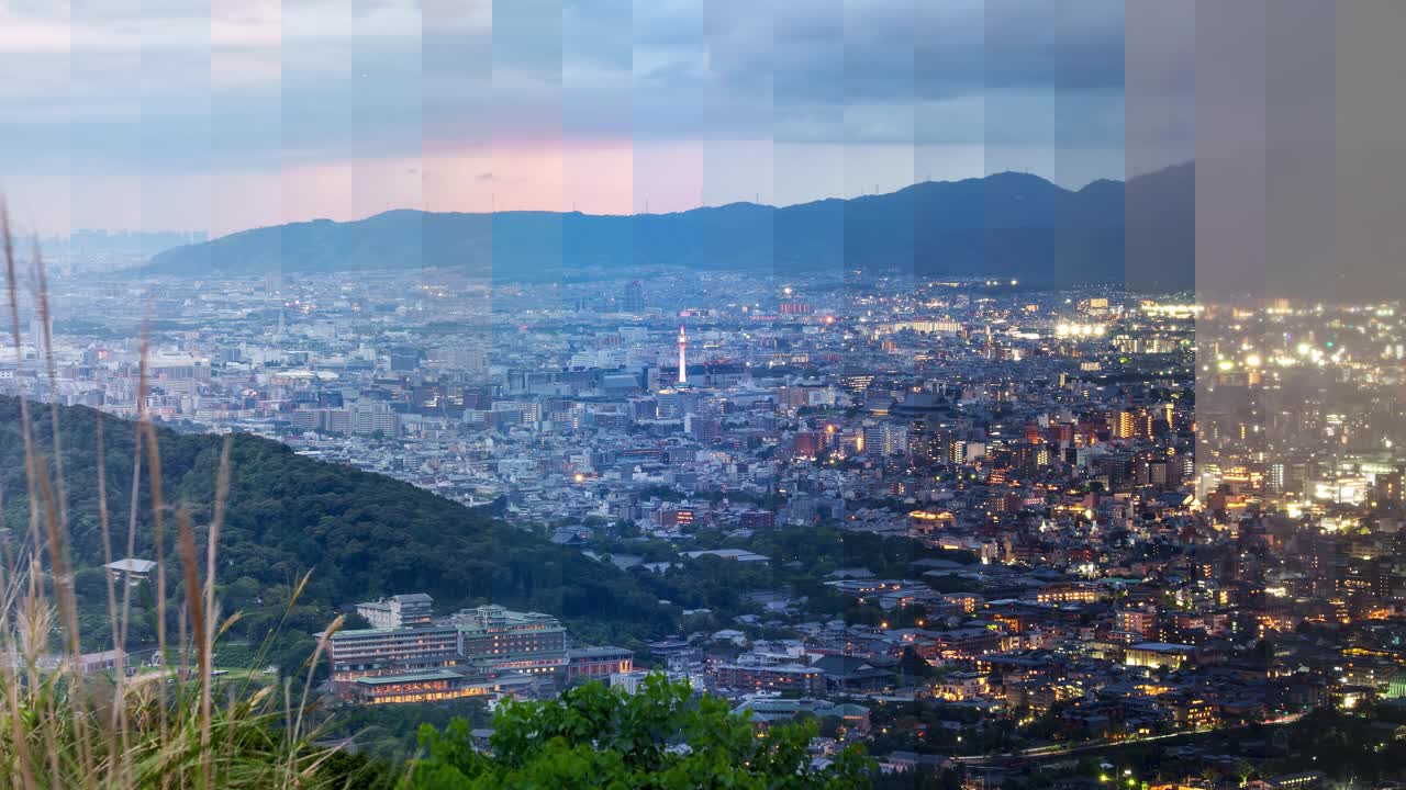 京都市景和京都塔夜景的延时(时片)视频素材