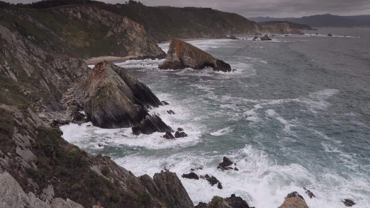 加利西亚崖海海洋野生环境自然洛依巴视频素材