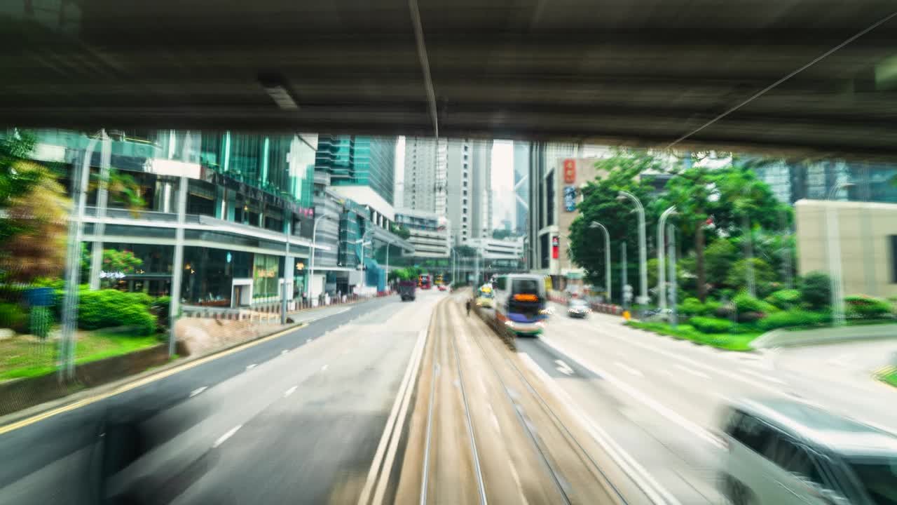 香港市区电车路线的延时拍摄。视频素材