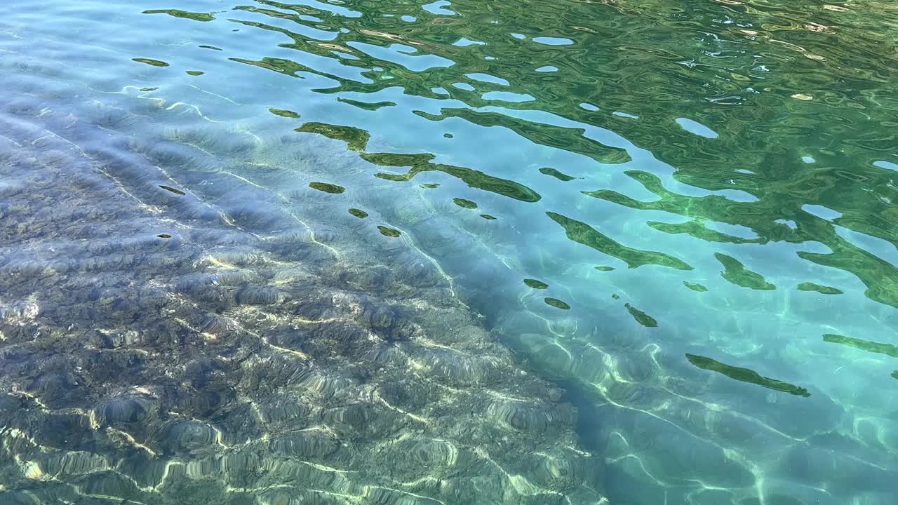 大海碧蓝的水面泛起涟漪。视频素材