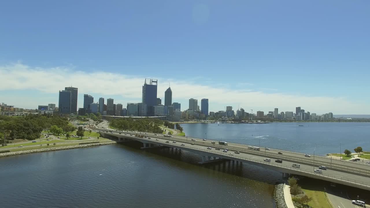 西澳大利亚珀斯的空中城市景观视频素材