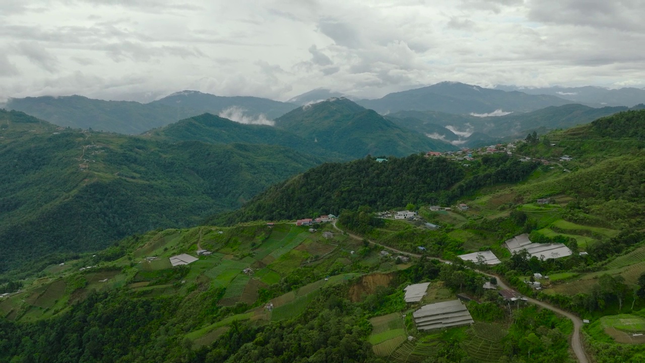 农业用地和山地。马来西亚婆罗洲,。视频素材