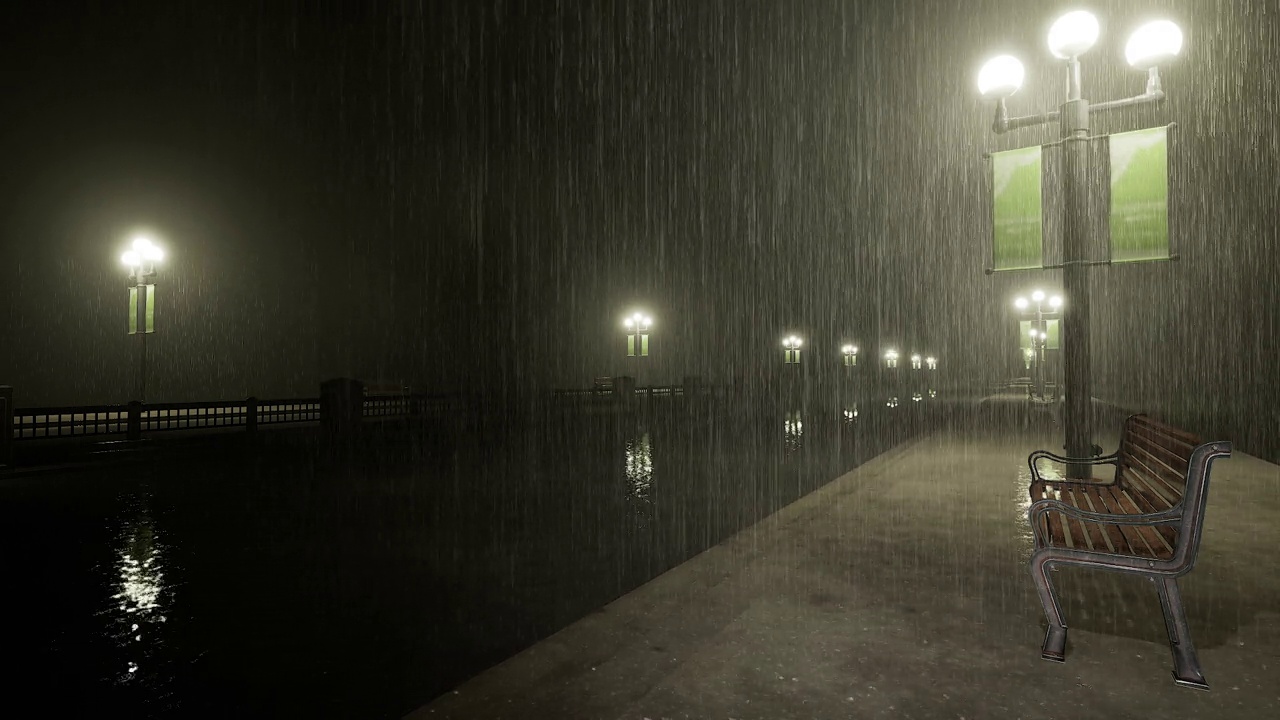 舒缓的雨放松，浪漫的雨在公园视频下载