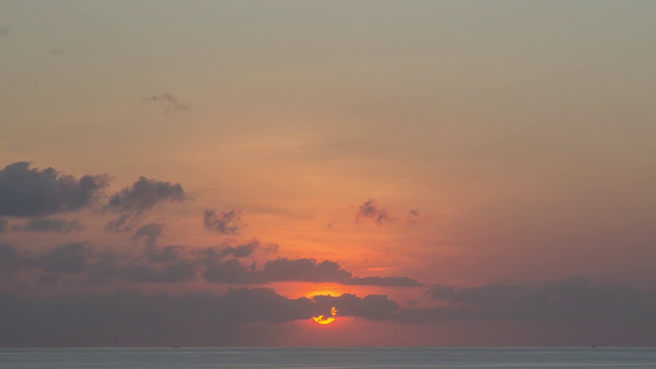 太阳-日落在海滩地平线时间推移视频素材