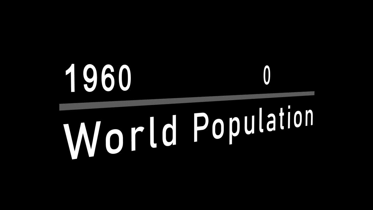 从2005年到2023年的全球人口统计。数十亿人口快速增长。世界人口统计与分析:在黑色背景上计数越来越多视频素材